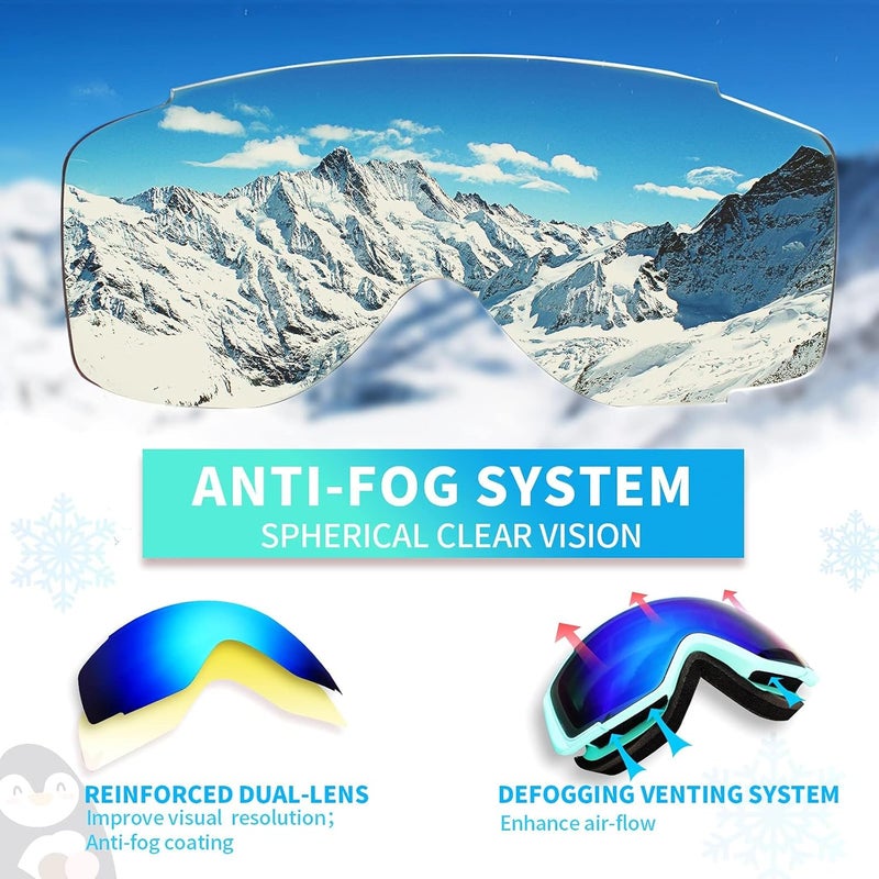 Freela Kids Ski Snowboard Goggles for Toddler(3-14) Youth Anti Fog Anti UV Goggles Girls Boys Snow Skiing Equipment - Image 5